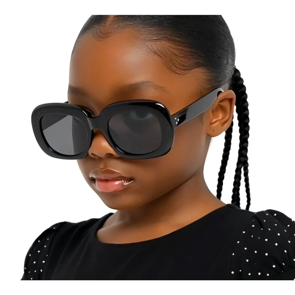 Kids Black Oversized Square Sunglasses UV Protection Fashion Eyewear Girls Gafas